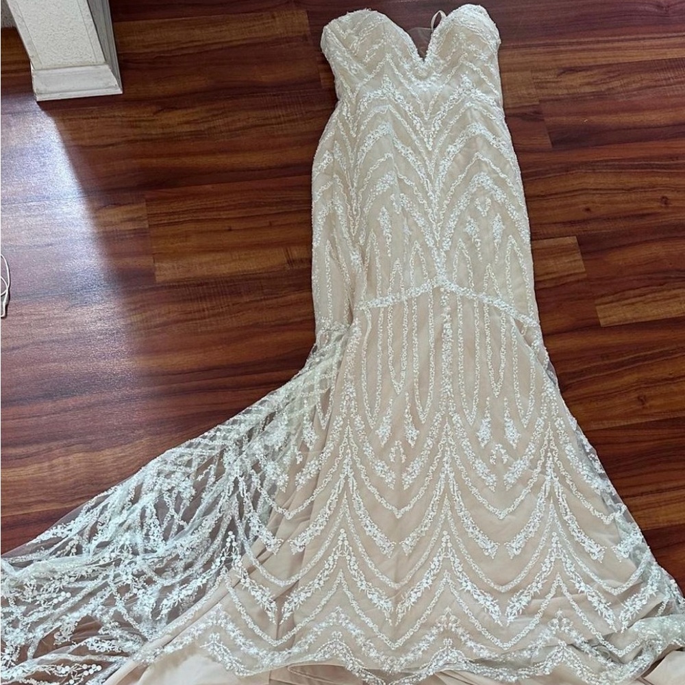 Elegant Unique Beaded Lace Wedding Gown